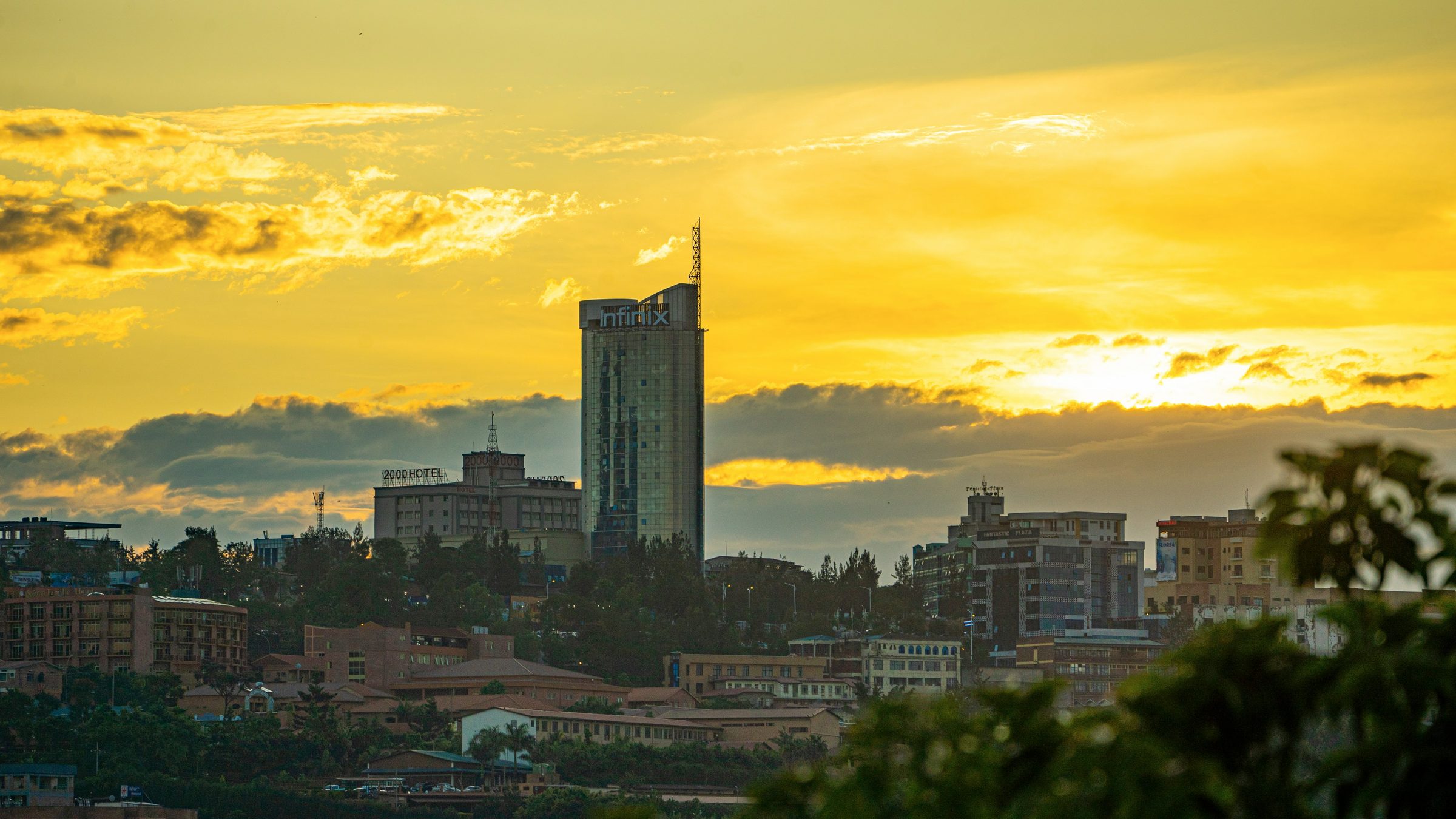 The Kigali skyline at sunset, Rwanda